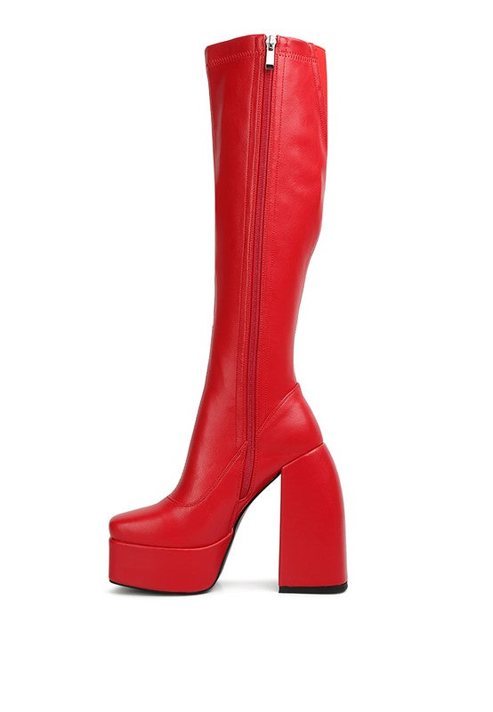 Shoes: Fanning High Platfrom Block Heeled Long Boots