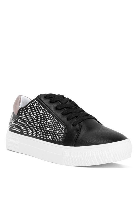 Shoes: Cristals Rhinestone & Pearl Embellished Sneakers