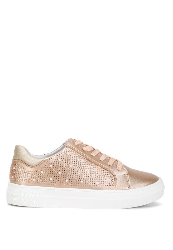 Shoes: Cristals Rhinestone & Pearl Embellished Sneakers
