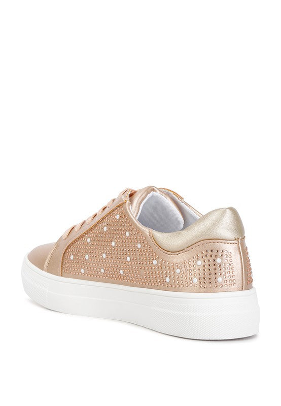 Shoes: Cristals Rhinestone & Pearl Embellished Sneakers