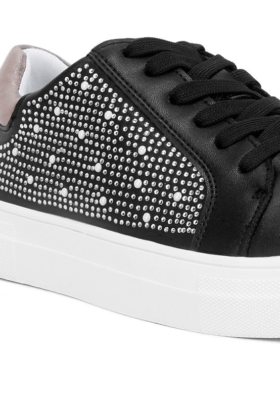 Shoes: Cristals Rhinestone & Pearl Embellished Sneakers
