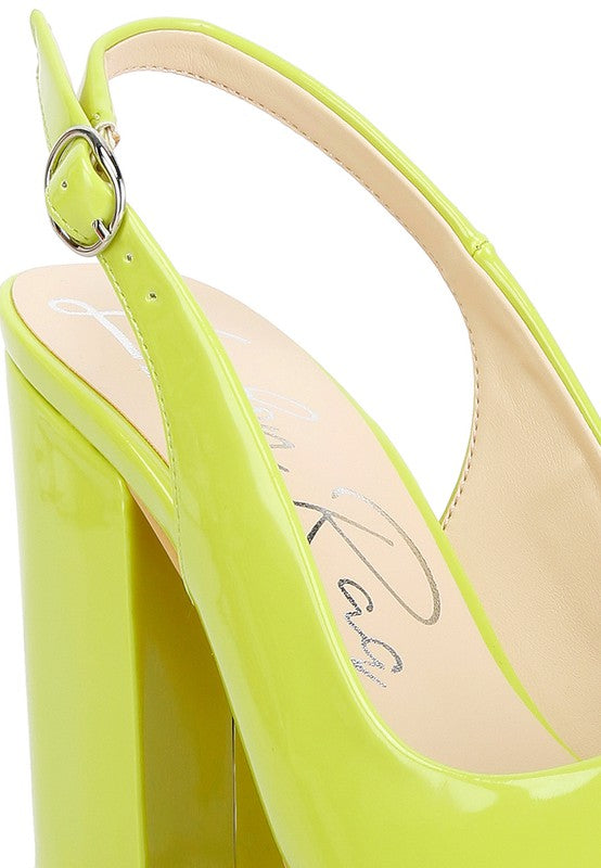 Shoes: Dalaney Slingback High Block Sandals