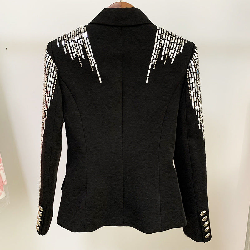 Jacket: Rhinestone Slim Fit Double Breasted