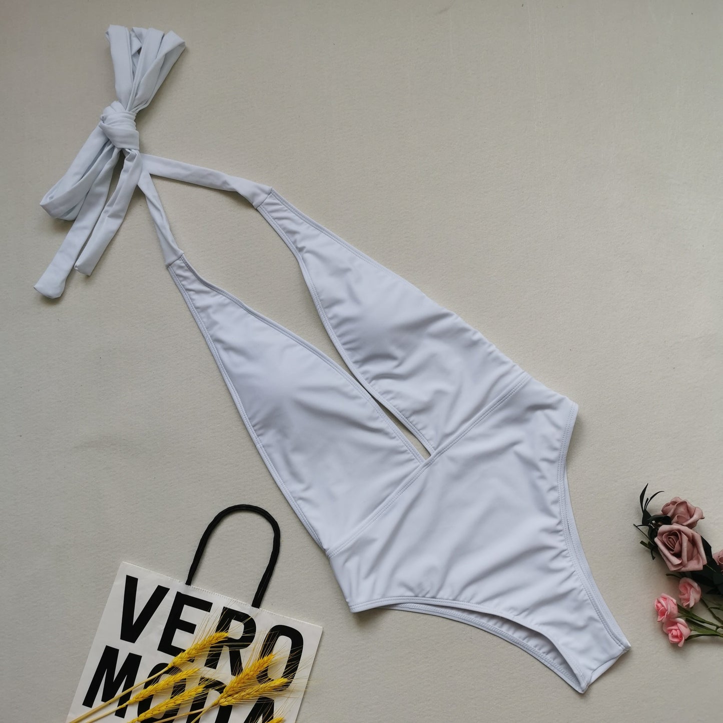 Plus Size One-piece Swimsuit Sexy Print Swimsuit Women Solid Color Swimsuit