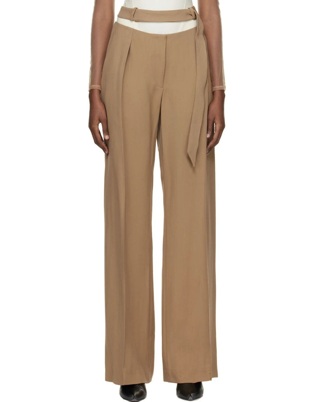 Suits: Niche Design Deconstruction Boning Corset Women Lace Wide Shoulder Blazer Hollow Out Cutout out Straight Leg Pants