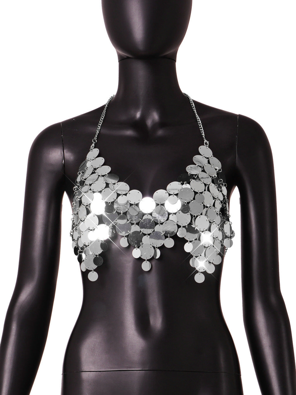 Clubwear: Sequin Backless Chain Women Vest