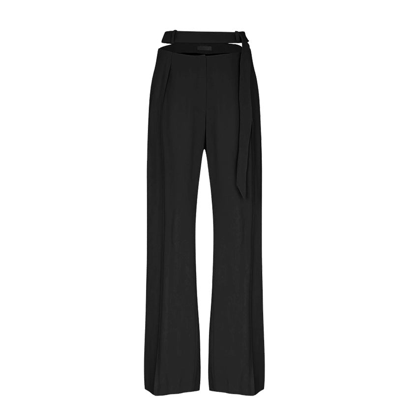 Suits: Niche Design Deconstruction Boning Corset Women Lace Wide Shoulder Blazer Hollow Out Cutout out Straight Leg Pants
