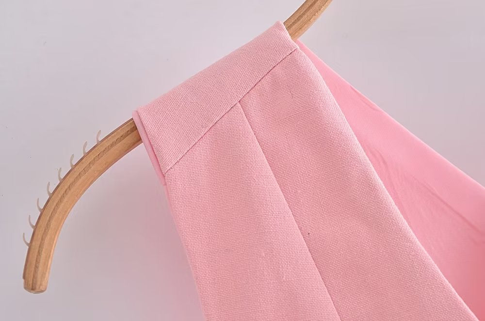 Suits: Row Button Vest Top Wide Leg Pants Suit