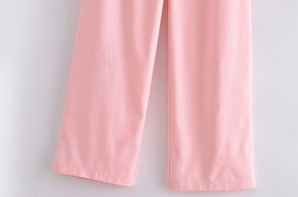 Suits: Row Button Vest Top Wide Leg Pants Suit