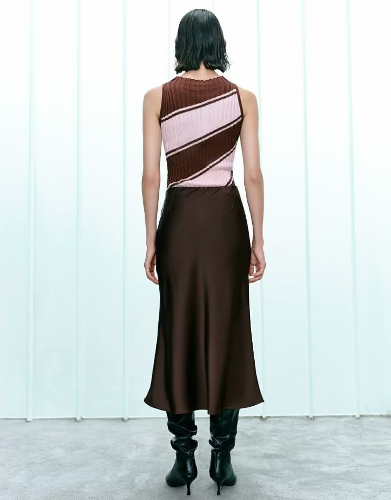 Spring Summer Women Clothing All Matching Contrast Color Pit Pattern Sleeveless Slim Thin Knitted Top