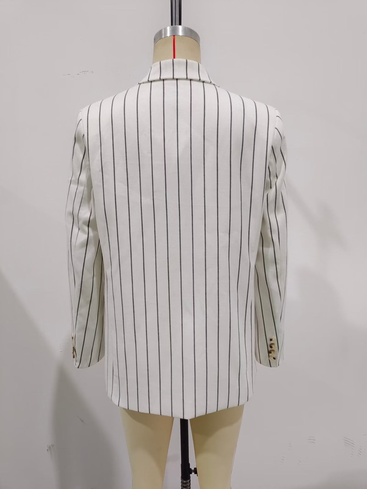 Suits: Women High Waist Ptripe Work Pant Double Breasted Blazer