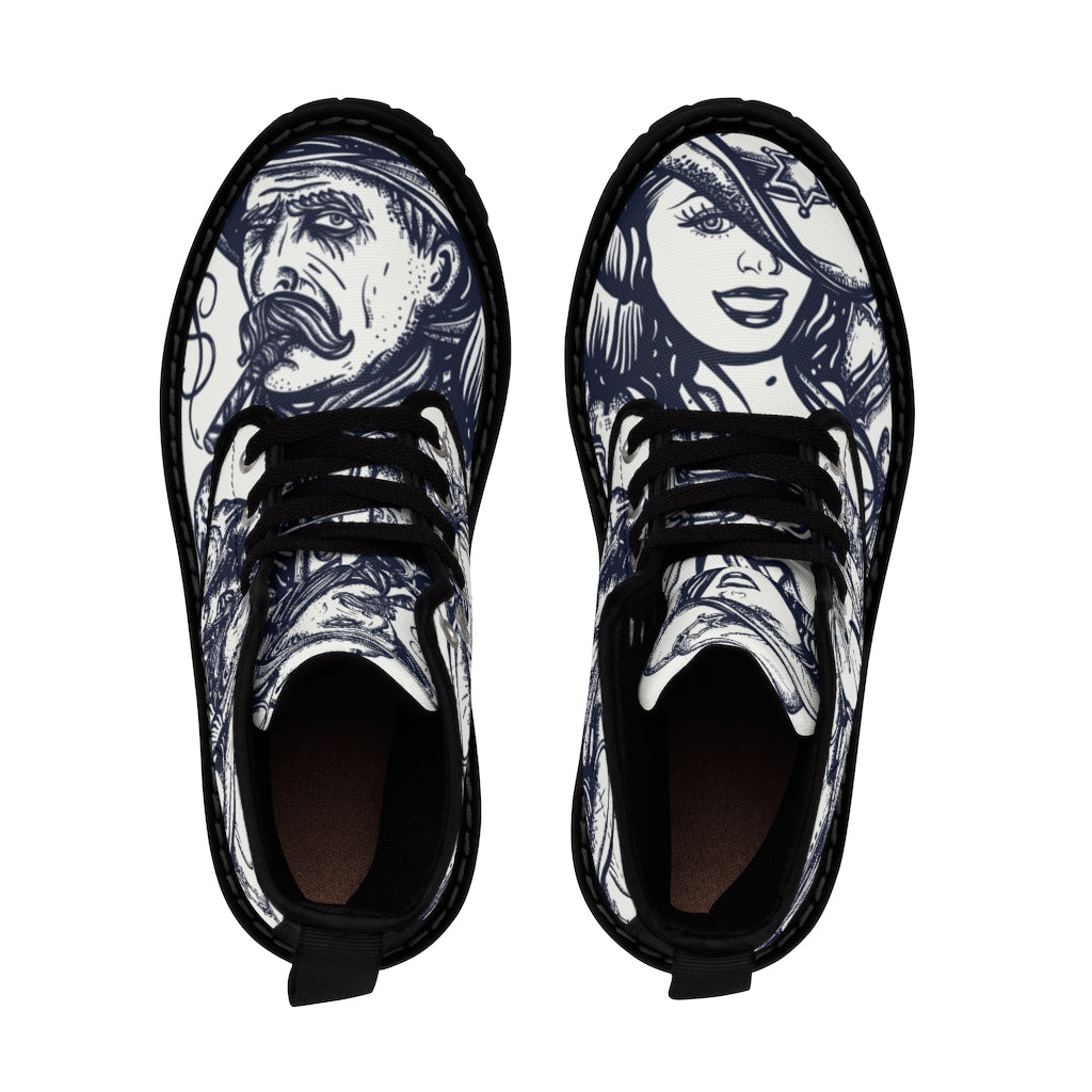 Shoes: Western Style Pattern Canvas Boot