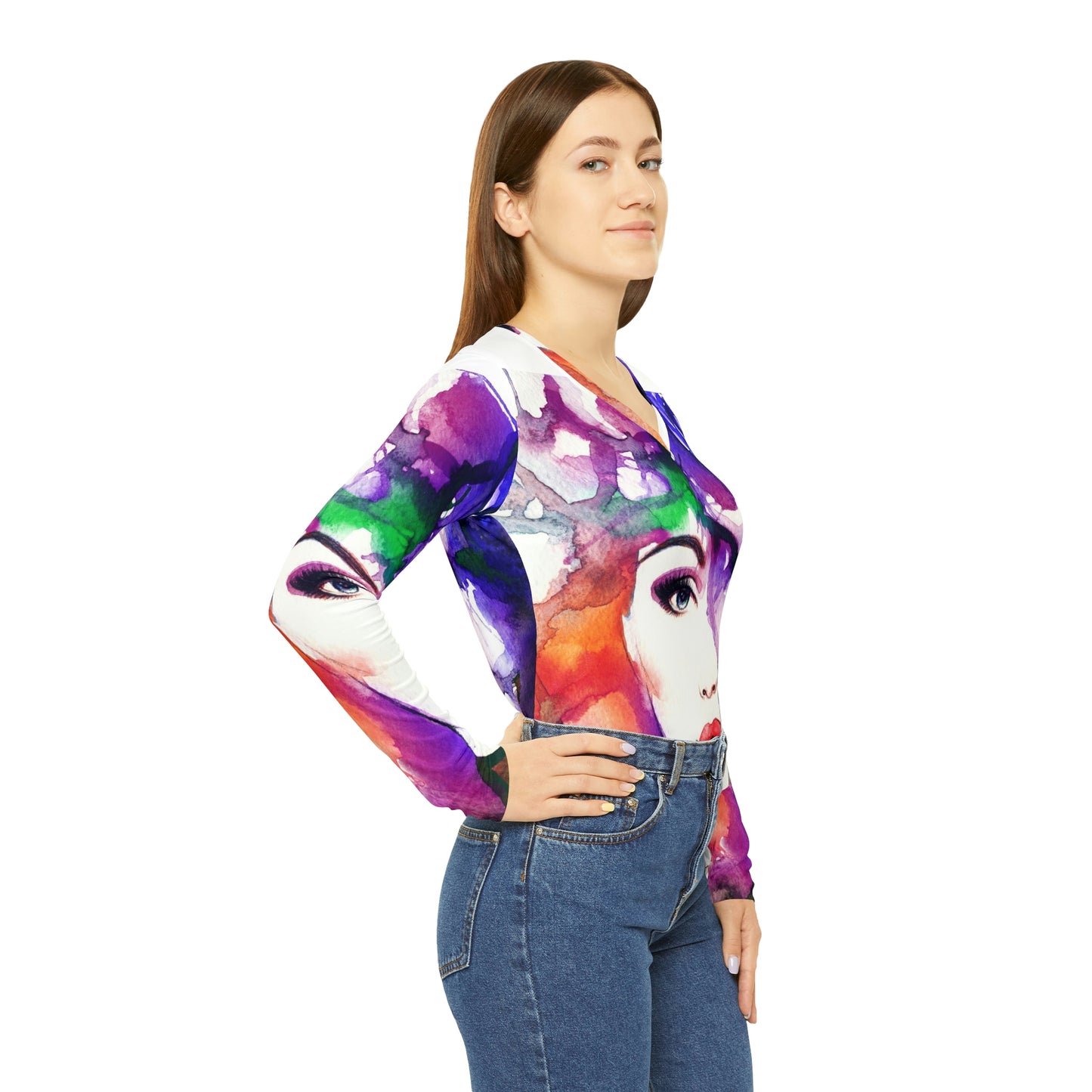 Tops: Women's Face Long Sleeve