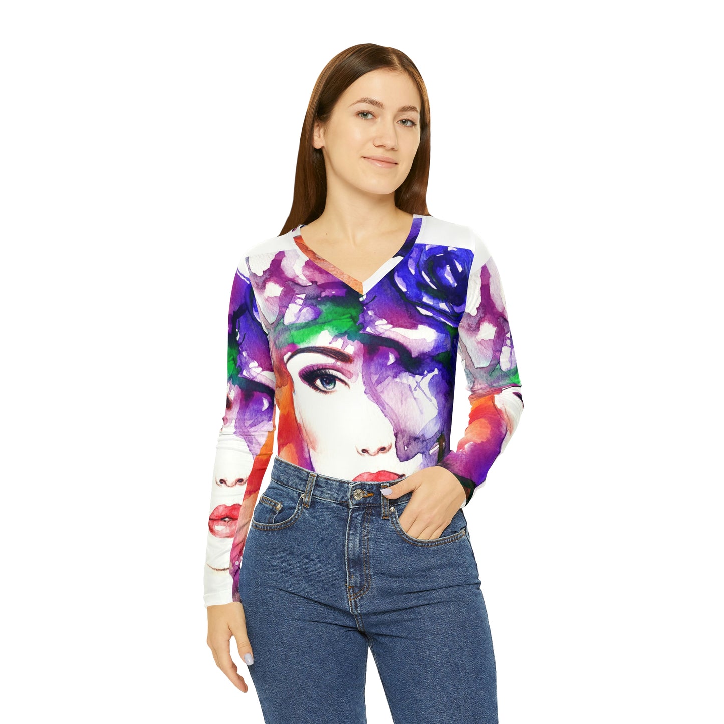 Tops: Women's Face Long Sleeve