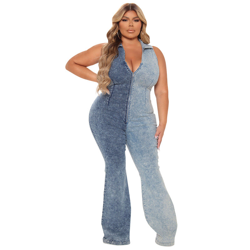 Plus Size: Denim Jumpsuit