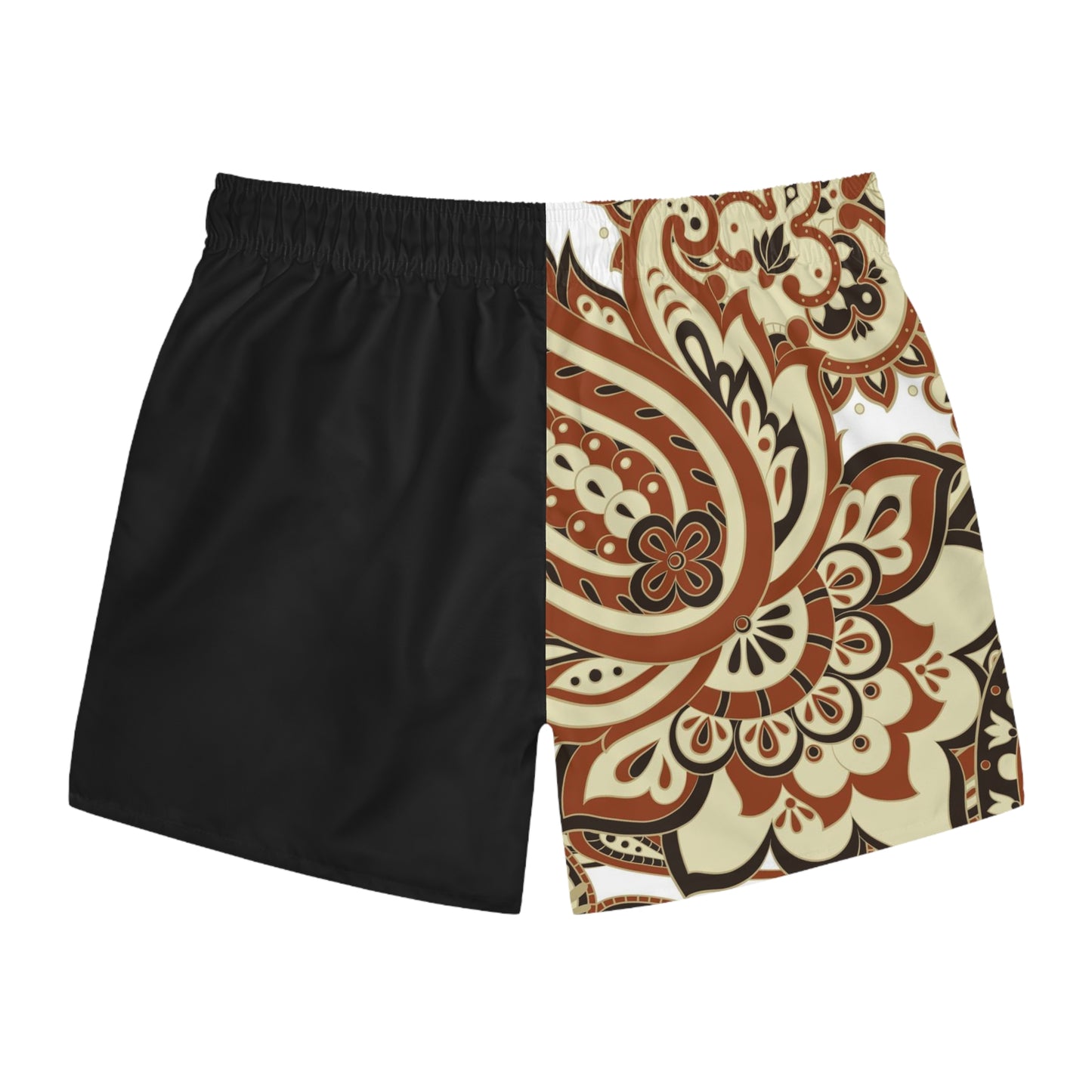 Men's Retro Paisley Half-Print Swim Trunks