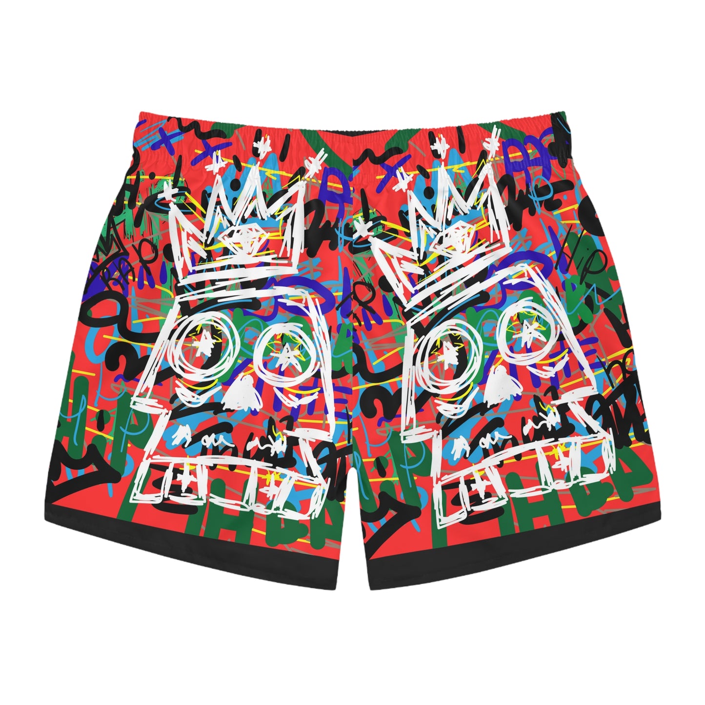 Basquiat Inspired Graffiti Crown Swim Trunks