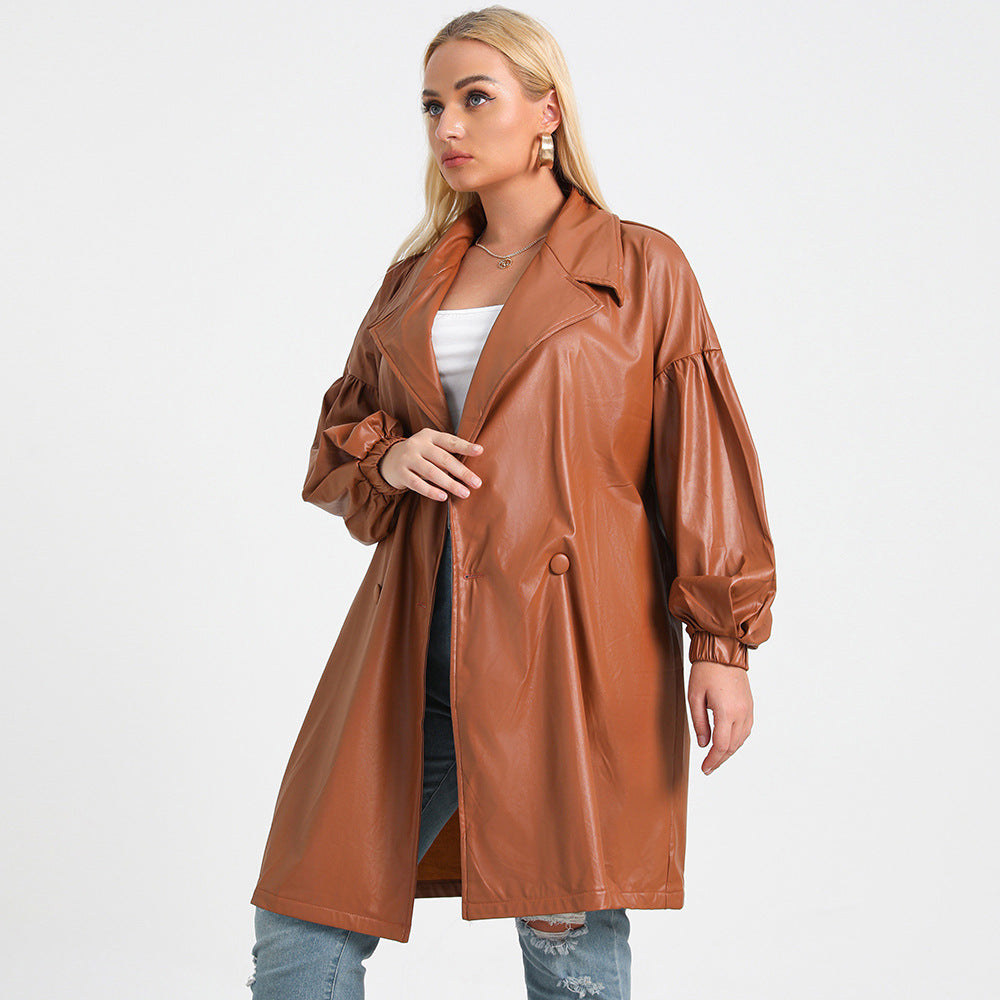 Plus Size Solid Color Loose Mid Length Jacket