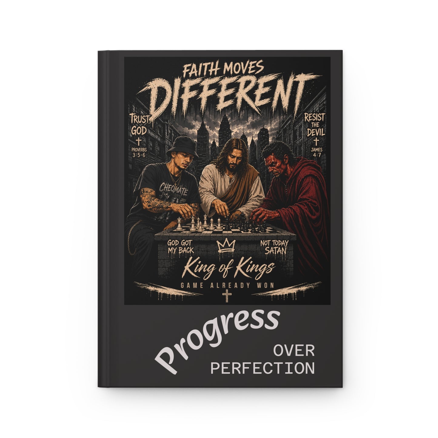 Faith Moves Different Hardcover Journal — "Progress Over Perfection" Christian Inspirational Notebook