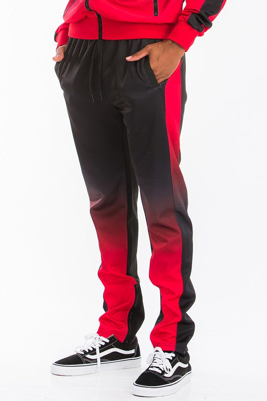 Mens: Black Red Full Zip Ombre Track Suit