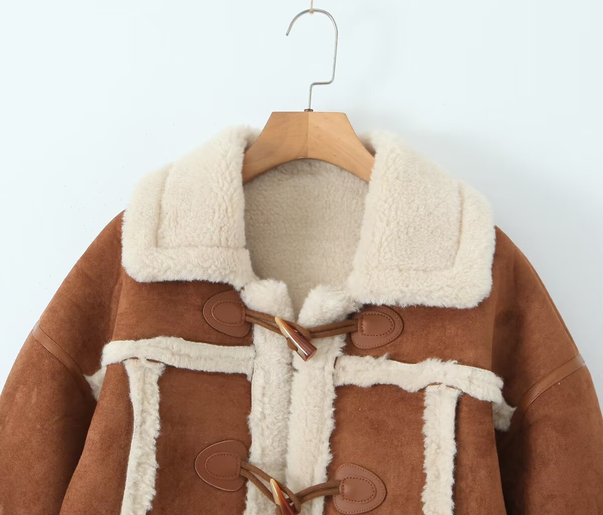 Coats: Horn Button Suede Lambswool Coat