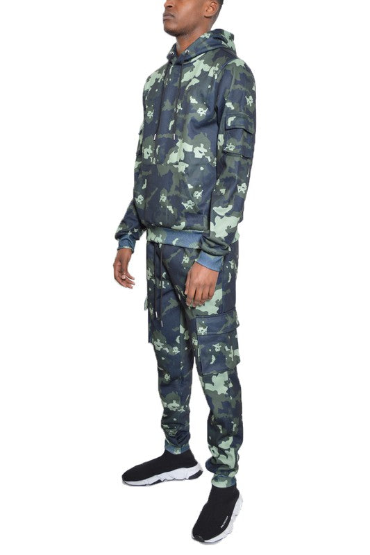 Mens: FULL CAMO HOODIE COTTON SWEAT SET