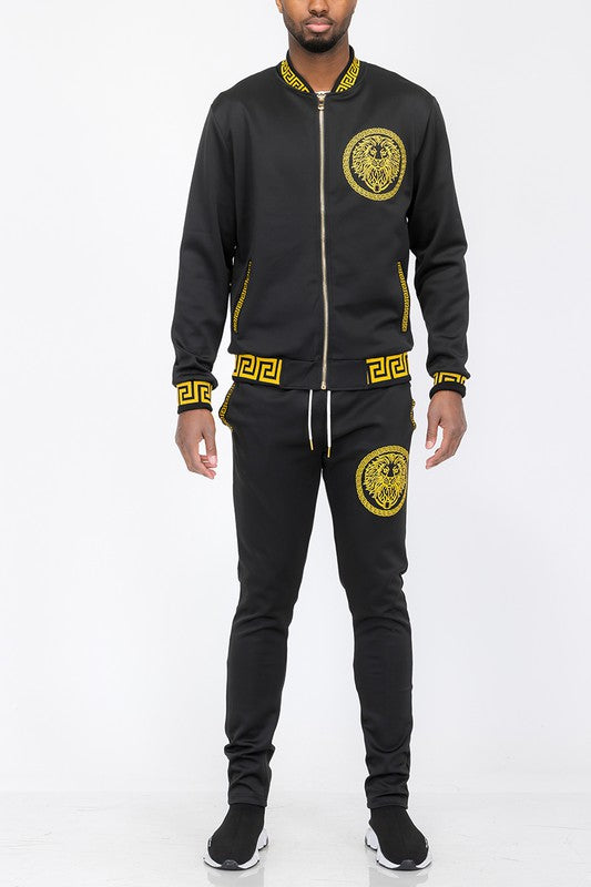 Mens: Black and Gold Detail Track Suit