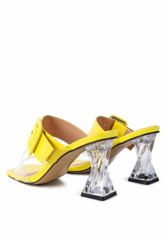 Shoes: CITY GIRL PRINTED MID HEEL SLIDE SANDALS