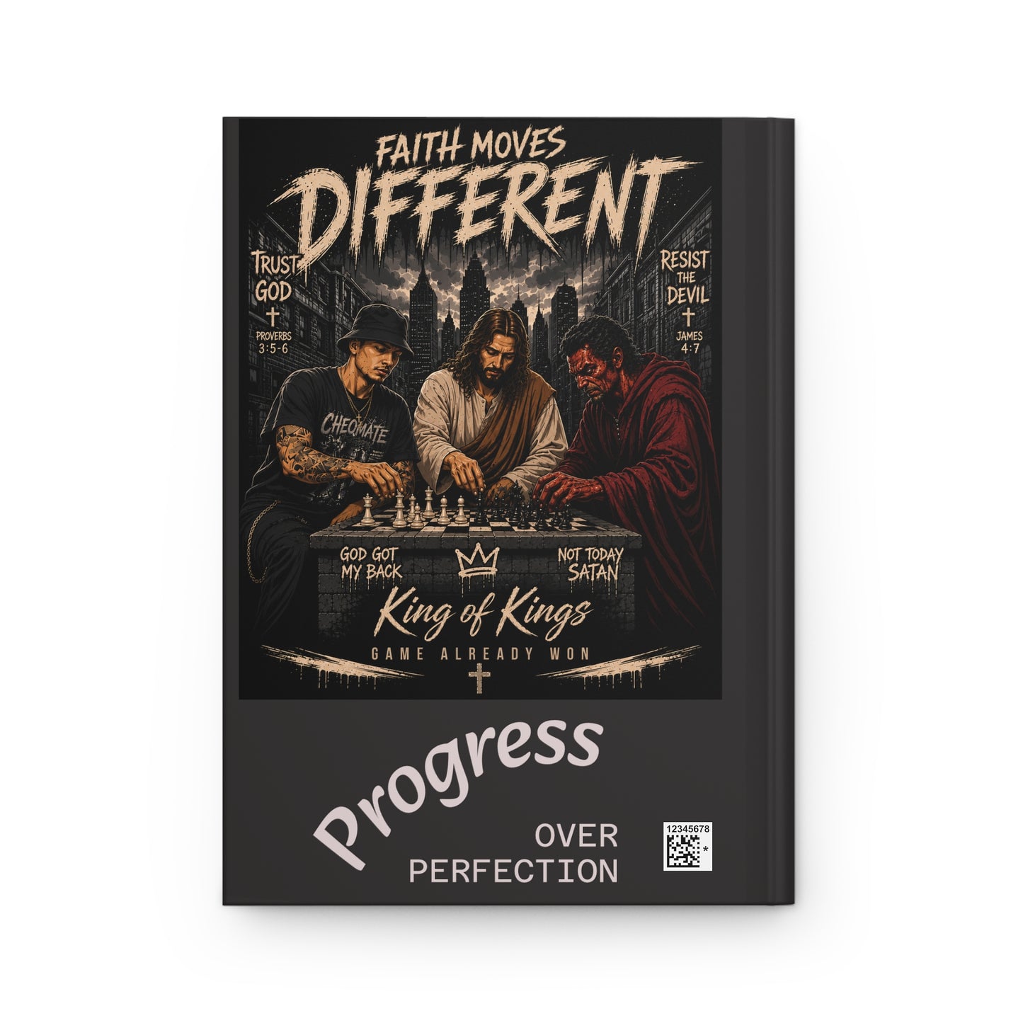 Faith Moves Different Hardcover Journal — "Progress Over Perfection" Christian Inspirational Notebook