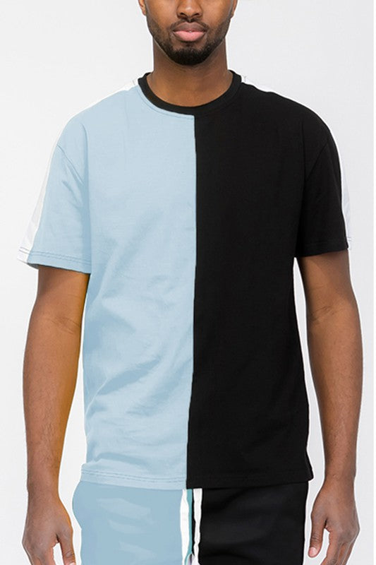 Mens: TWO TONE COLOR BLOCK SHORT SLEEVE TSHIRT