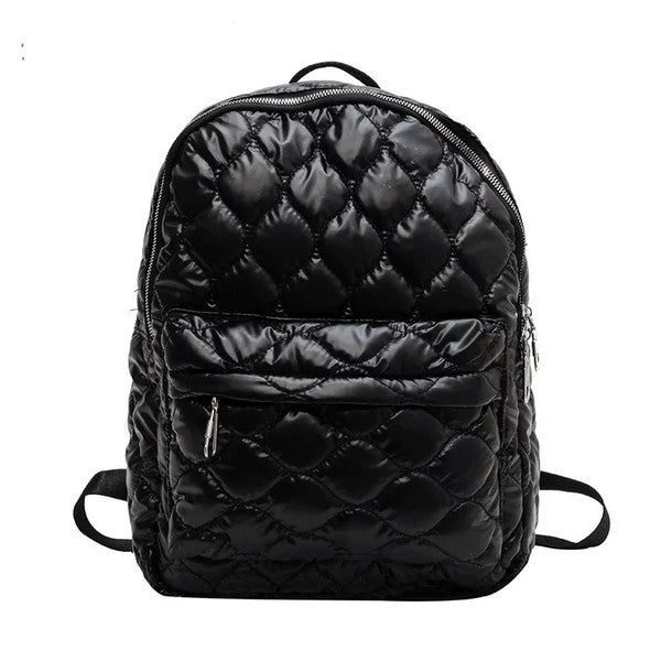 HandBags: Jade Metallic Puffer Backpack