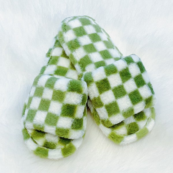 Shoes: Luxe Lounge Checker Cozy Slippers