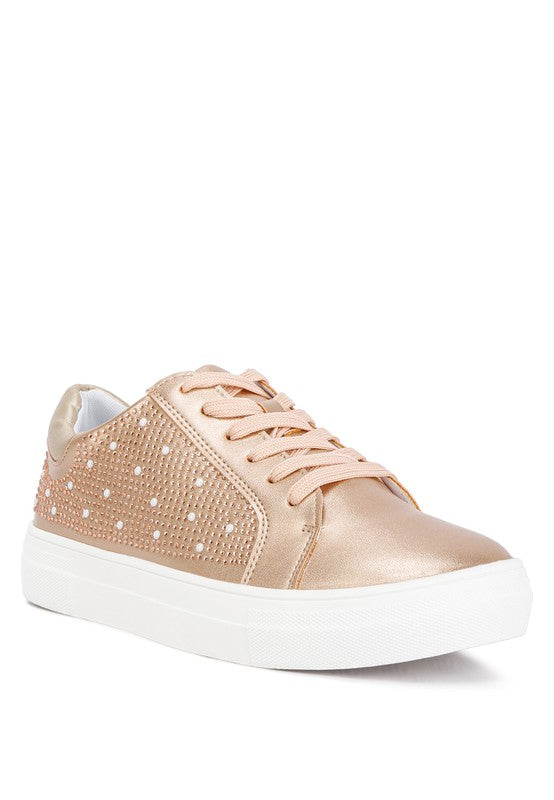 Shoes: Cristals Rhinestone & Pearl Embellished Sneakers