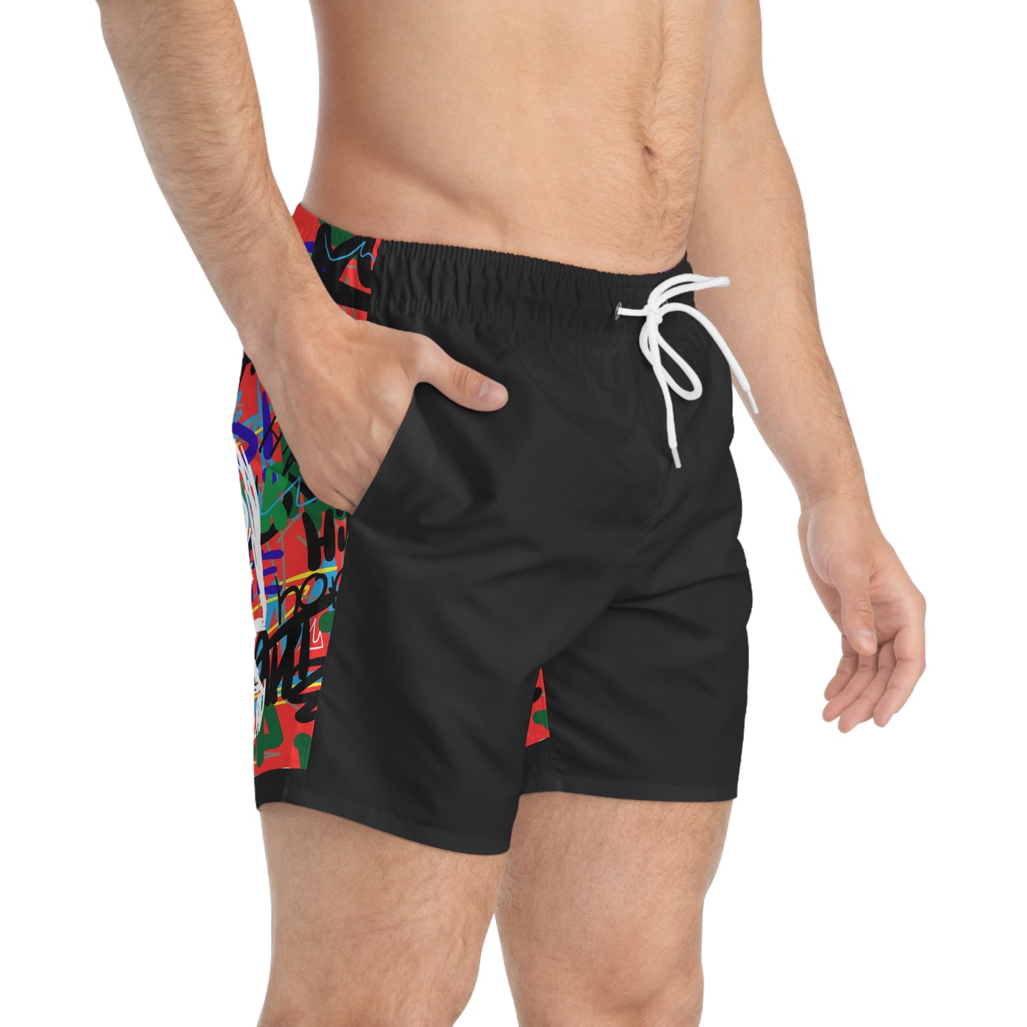 Basquiat Inspired Graffiti Crown Swim Trunks