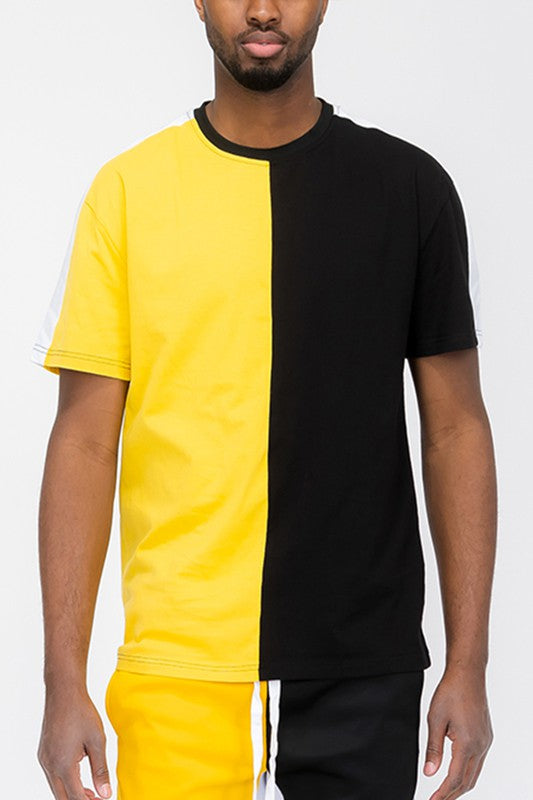 Mens: TWO TONE COLOR BLOCK SHORT SLEEVE TSHIRT