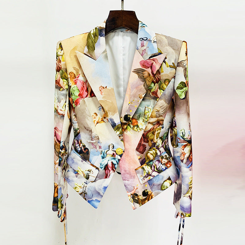 Jacket: Renaissance Angel Print Blazer