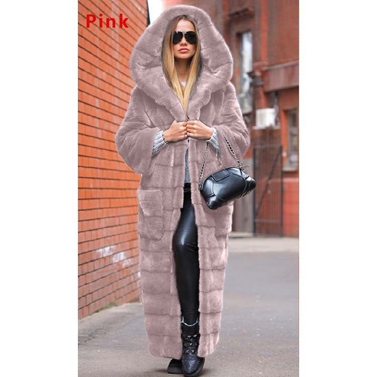 Coats: Faux Fur Coat Hooded Cotton Padded Coat