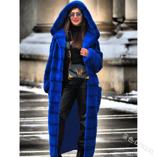 Coats: Faux Fur Coat Hooded Cotton Padded Coat