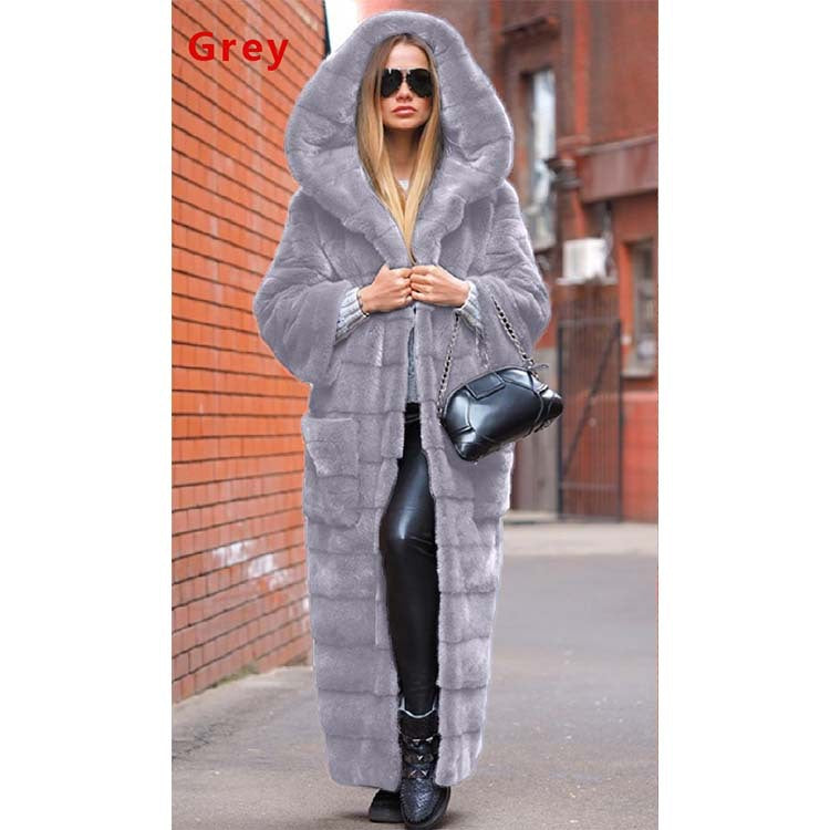 Coats: Faux Fur Coat Hooded Cotton Padded Coat