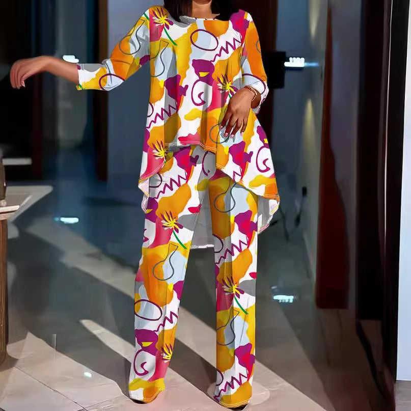 Plus Size: 2 Piece Set Casual Print Set
