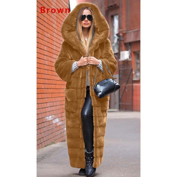Coats: Faux Fur Coat Hooded Cotton Padded Coat