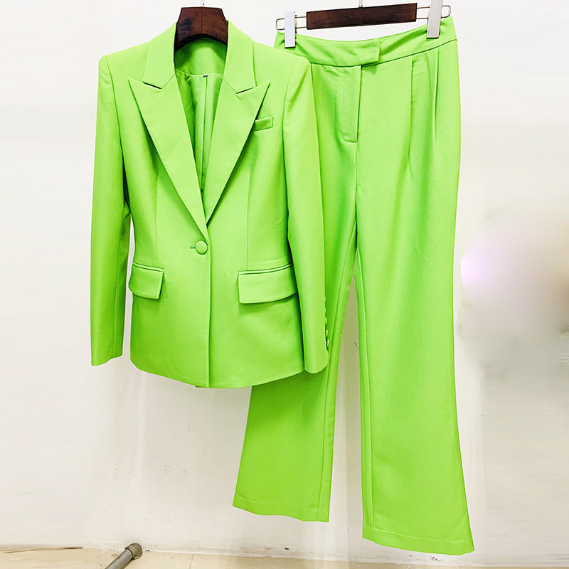 Suit: Button Set Bootcut Pants Two Piece Set Blazers