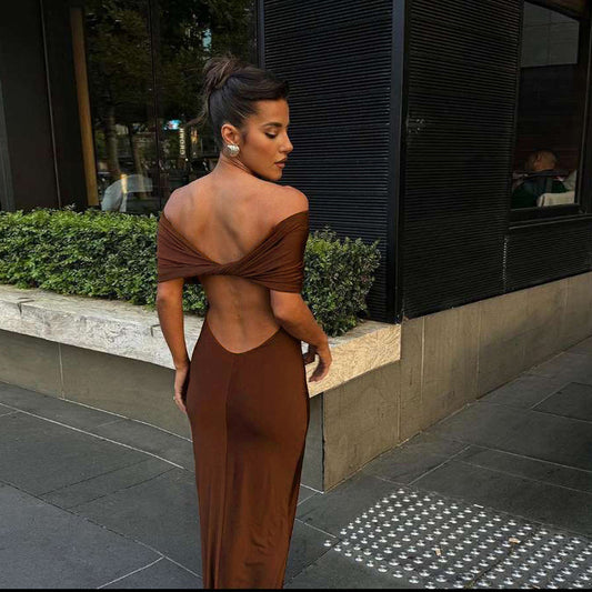 Dresses: Off Shoulder Backless Sheath Sexy Maxi Dress