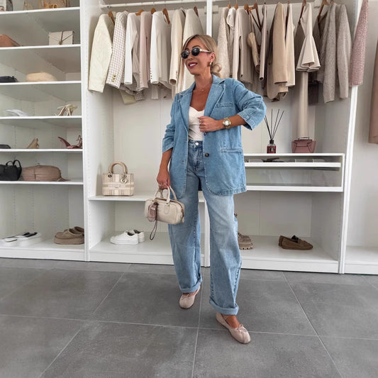 Jackets: Loose Washed-out Blue Denim Blazer