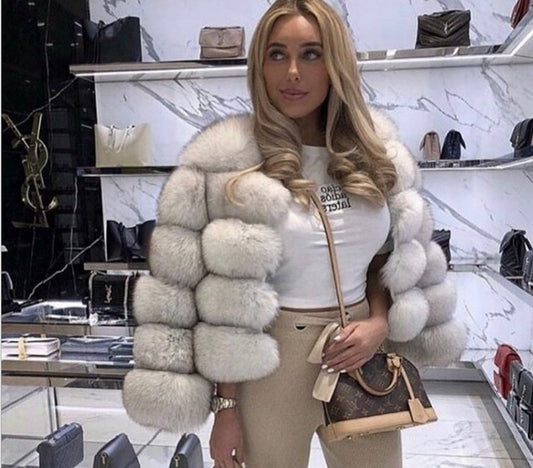 Jacket: Short Long Sleeve Faux Fur Jacket