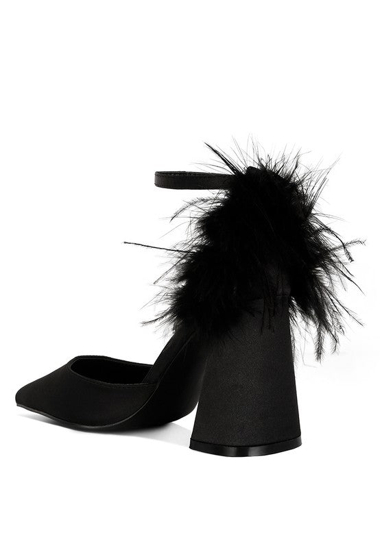 Shoes: Palmetta Fur Detail Block Heel Sandals