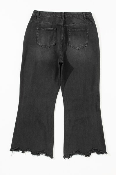 Jeans: Distressed Raw Hem Jeans with Pockets
