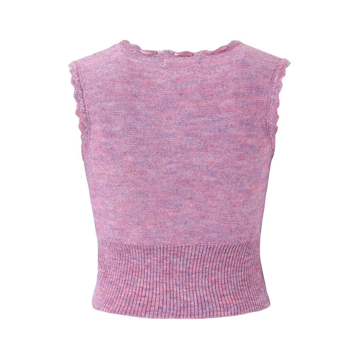 2 Piece Set: Blended Knitted Vest Top Wide Waist Skirt Set