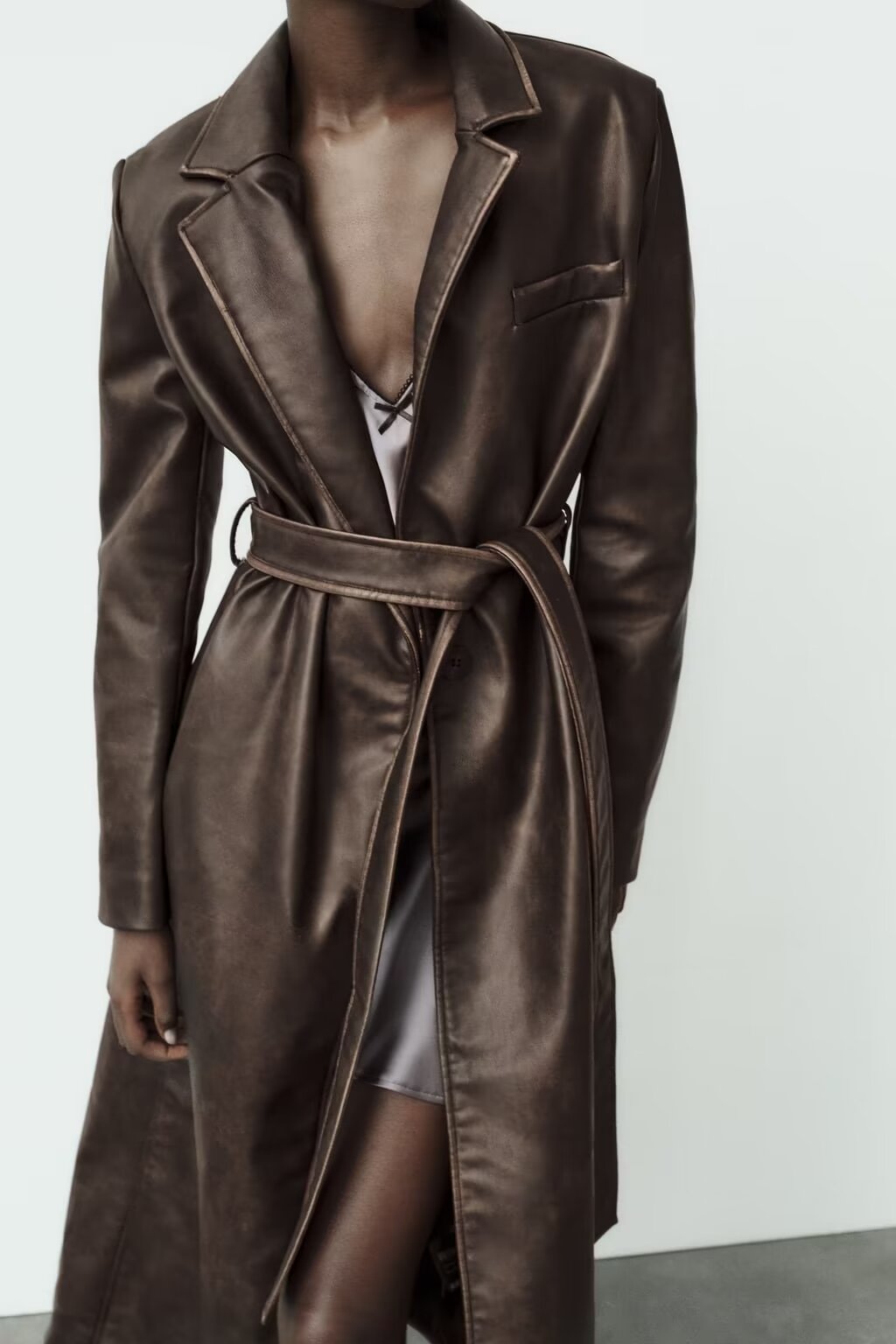 Coat: Distressed Effect Leather