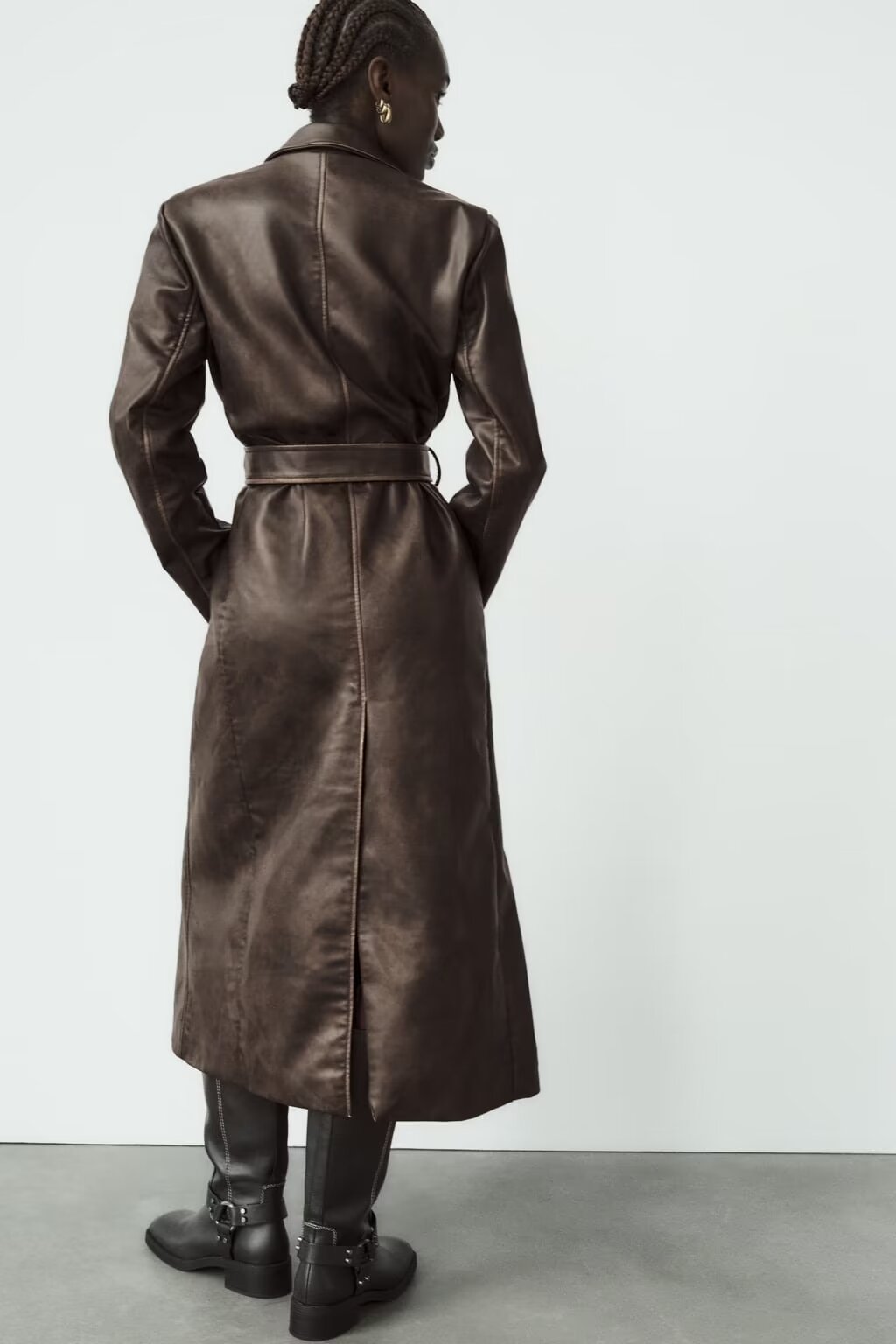 Coat: Distressed Effect Leather